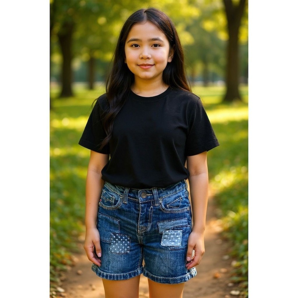 VIGOSS Girls' Patchwork Denim Cut-Off Jean Shorts Blue Size 6 Casual Summer